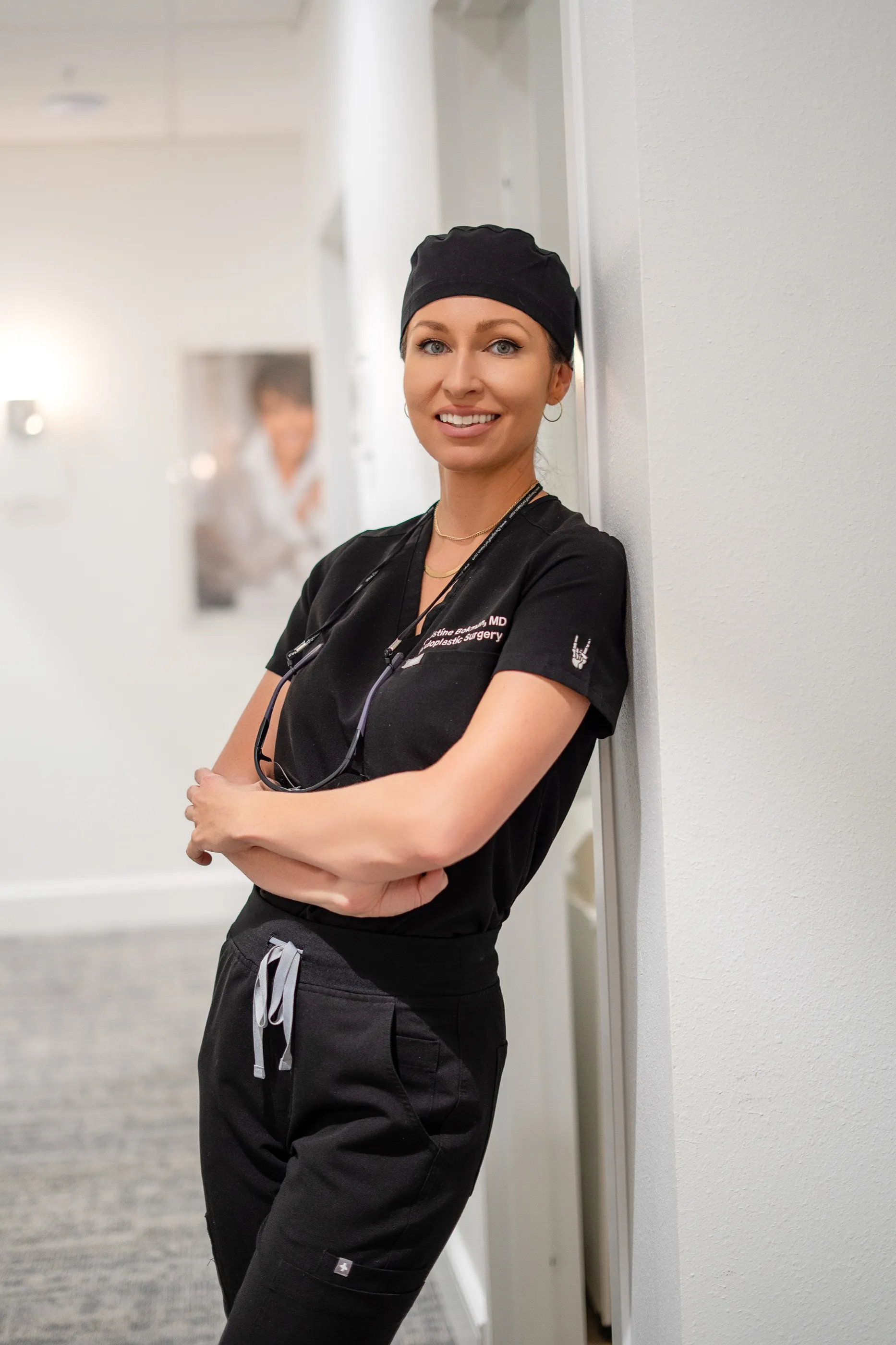 Dr. Christine Bokman in scrubs at Azul Cosmetic Surgery